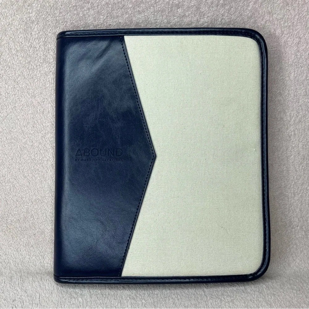 Abound by Marriott Canvas/Leather Concierge Organizer Folder Binder-Navy/Cream